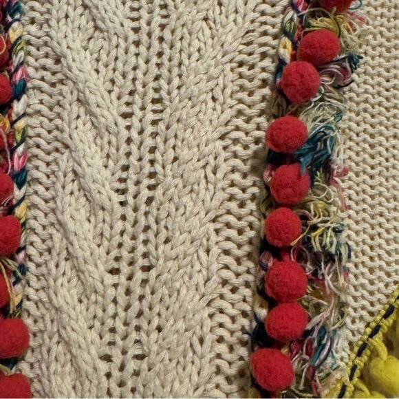 ANTHROPOLOGIE Angel Of The North Sweater Sz S Pom Poms‎ Fringe Long
Sleeves BOHO - Picture 4 of 11